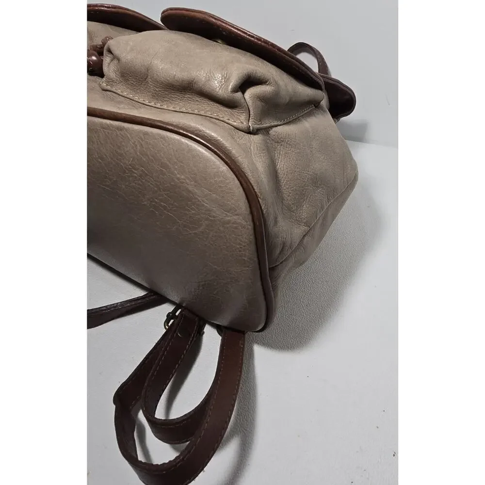 Taupe/Brown Leather Backpack Purse Vintage Made in Italy